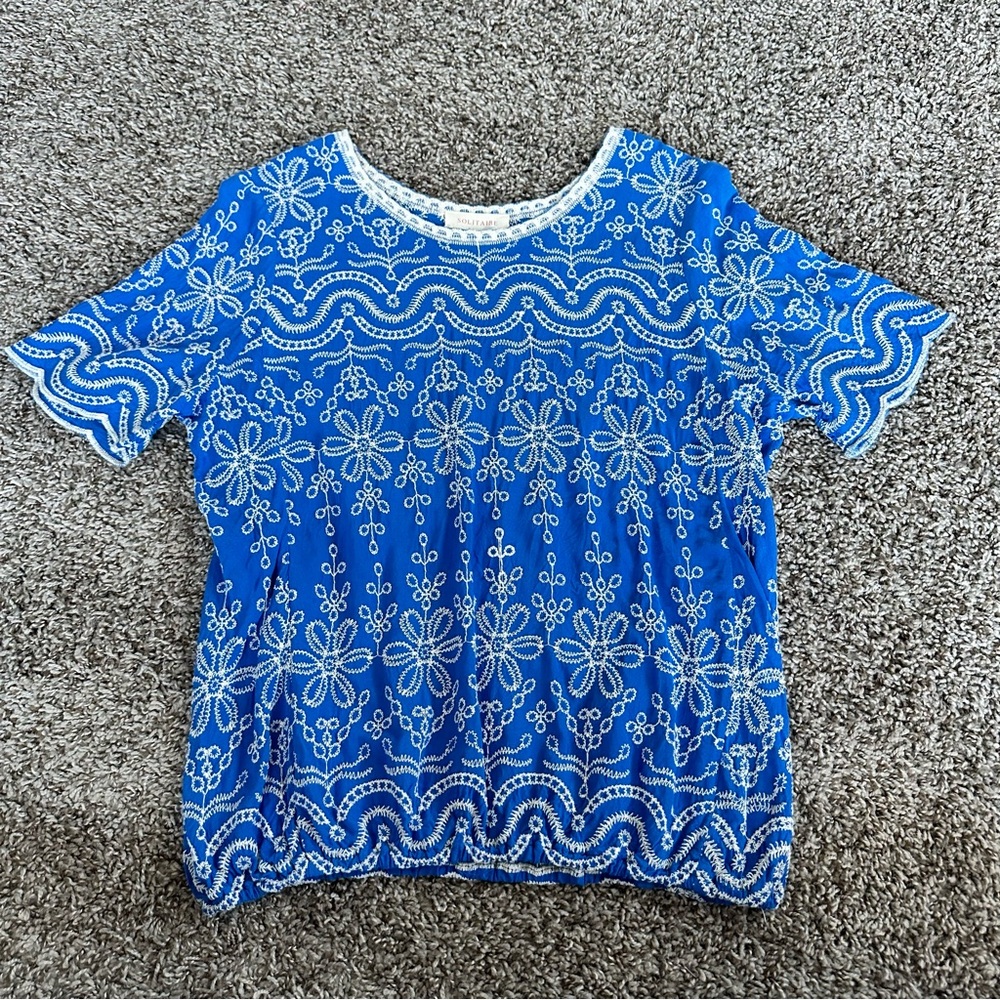 Blue/White Floral Top